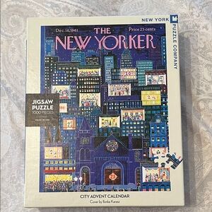 The New Yorker City Advent Calendar 1000-Piece Jigsaw Puzzle - Blue In EUC